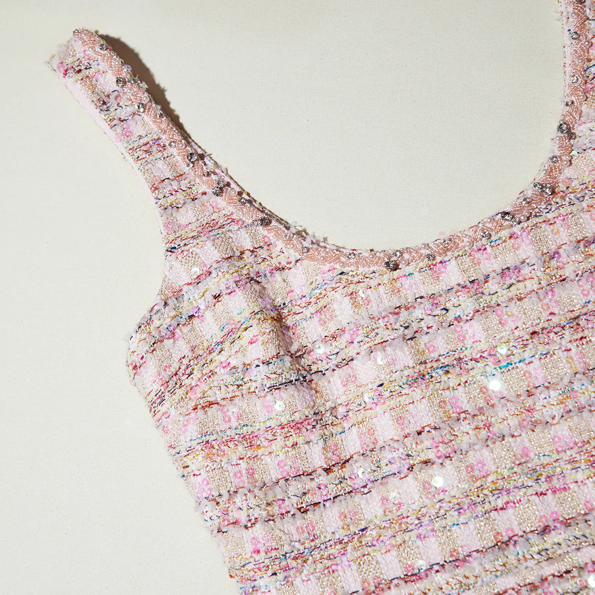 Self Portrait Bouchle Tweed Mini Dress - Pink