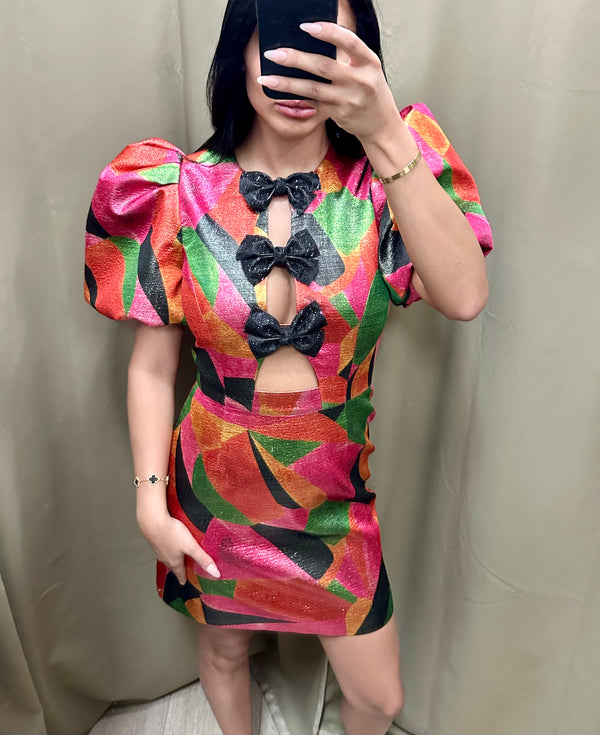 Rebecca Vallance Katie Bow Mini Dress - Pink