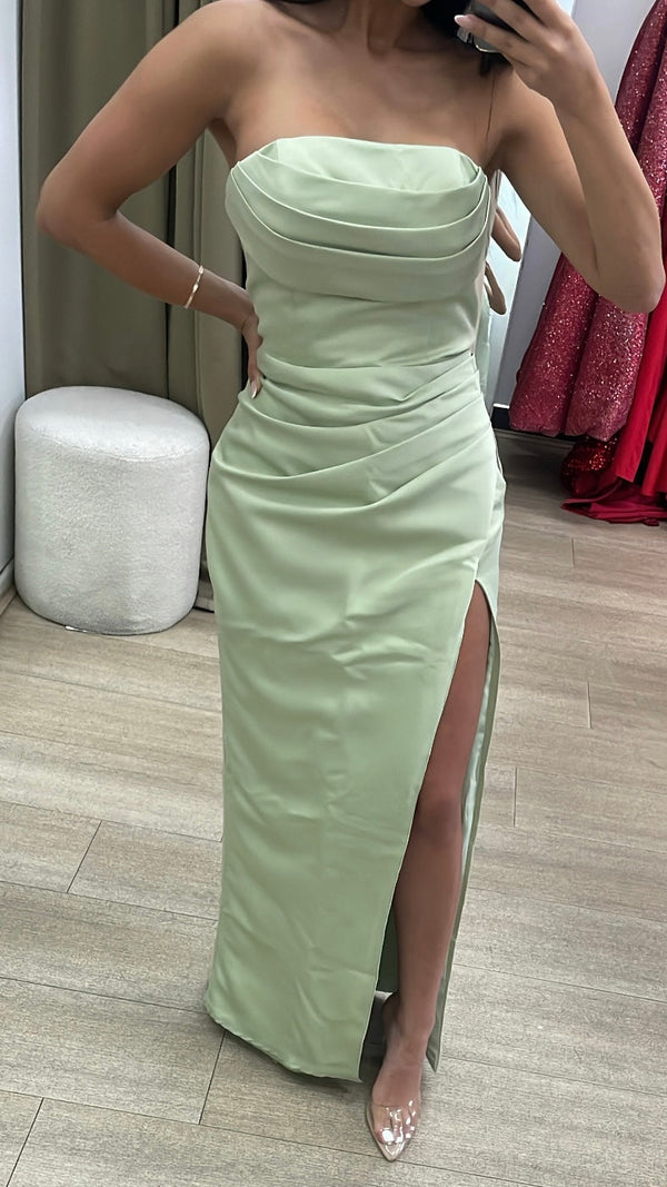 Sbs Cara Strapless Gown - Olive Green