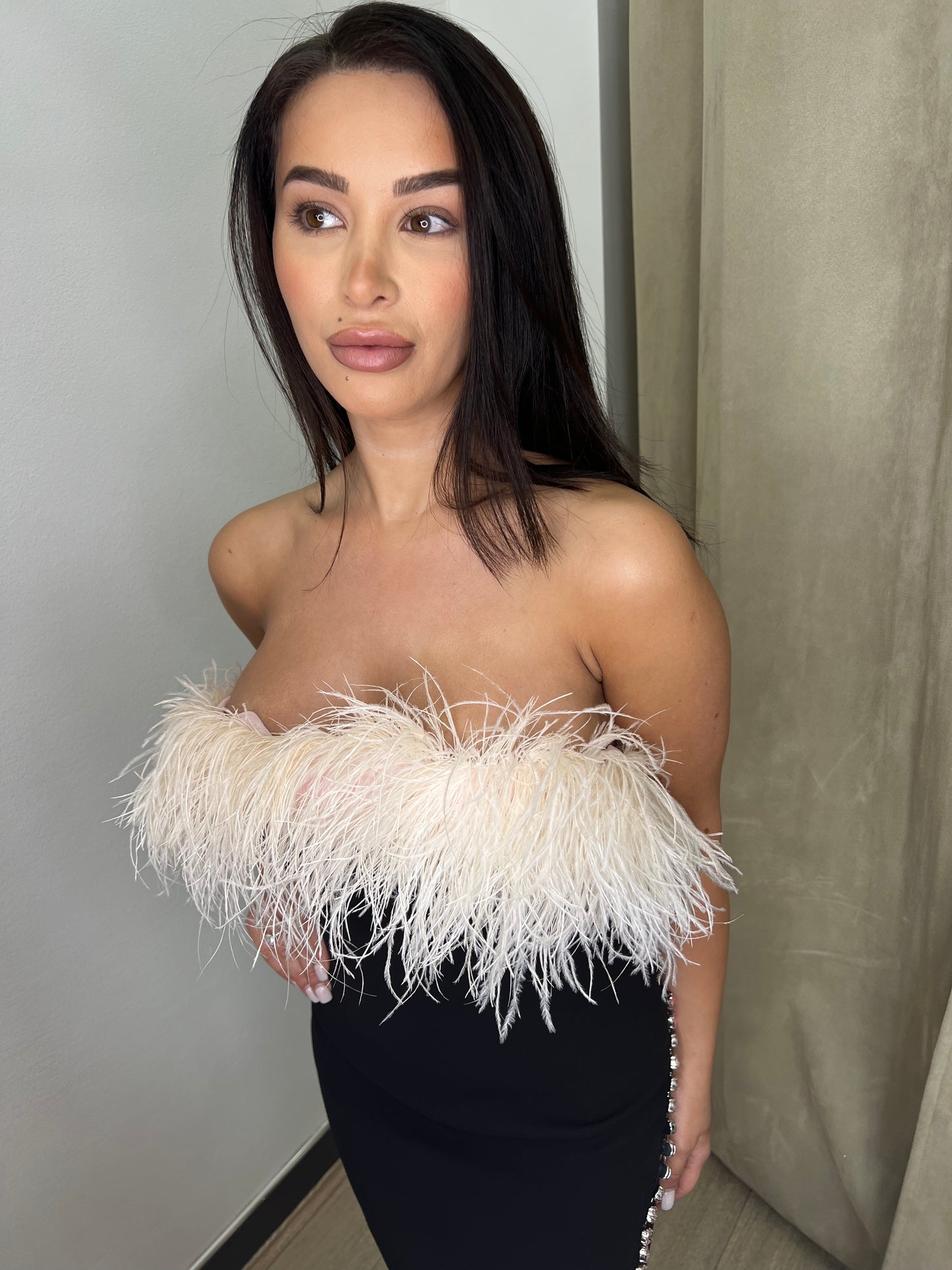 Self Portrait Feathered Mini Dress - Black