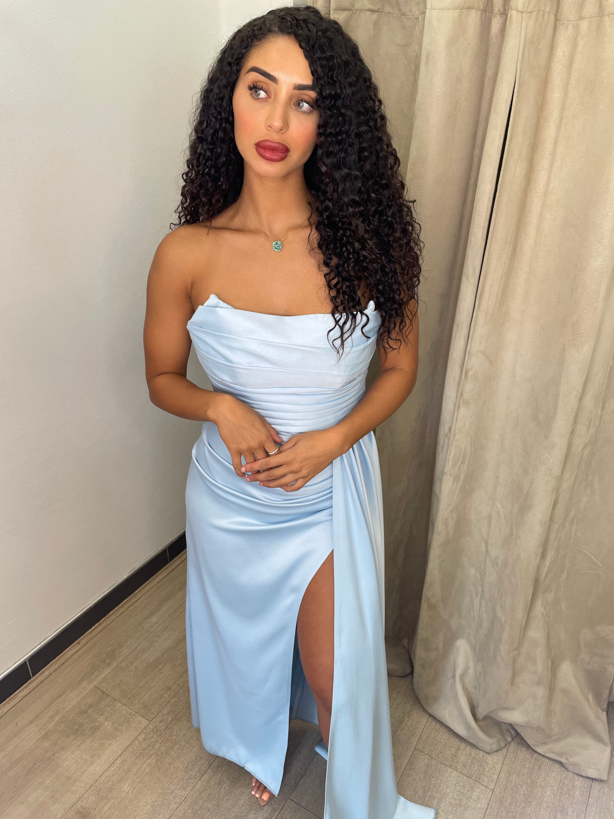 Zara Baby Blue Drape Gown