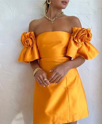 Alemais Macie Rosette Mini Dress - Orange