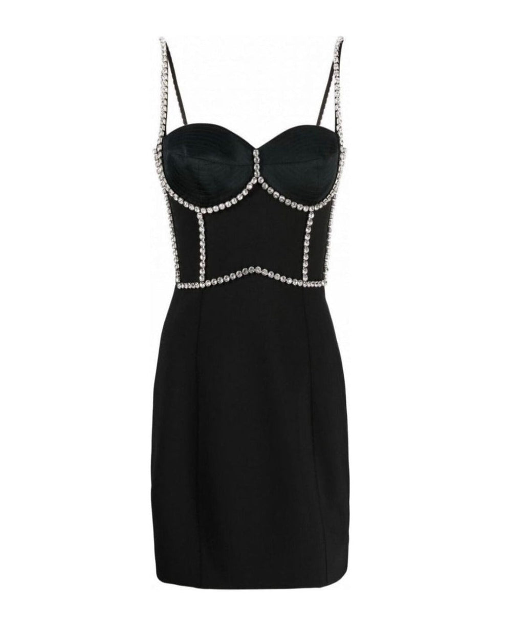 Area Black Embellished Bodice Mini Dress