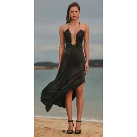 Sonya Moda Black Embellished Keyhole