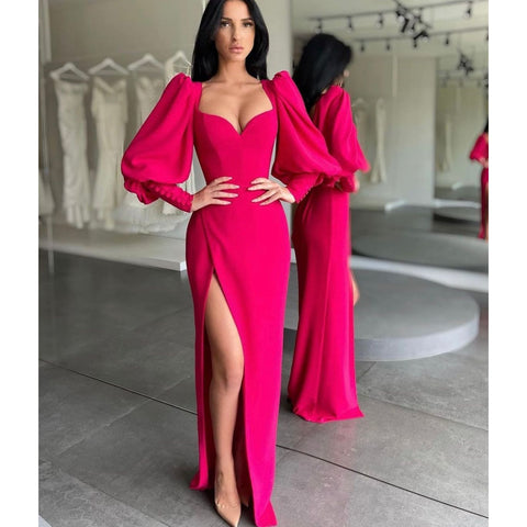 Lia Stublla Puff Sleeve Pink Gown