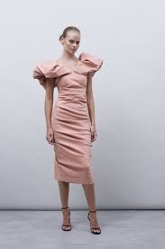 Rachel Gilbert Frey Midi Dress - Peach