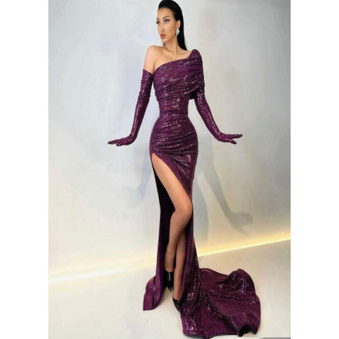Lia Stublla Metal Purple Gown
