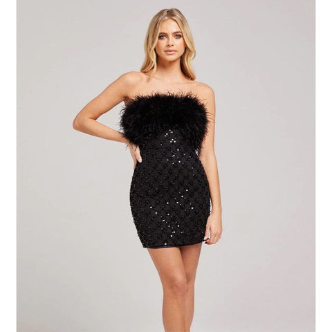 Nadine Merabi Black Harlow Mini Dress