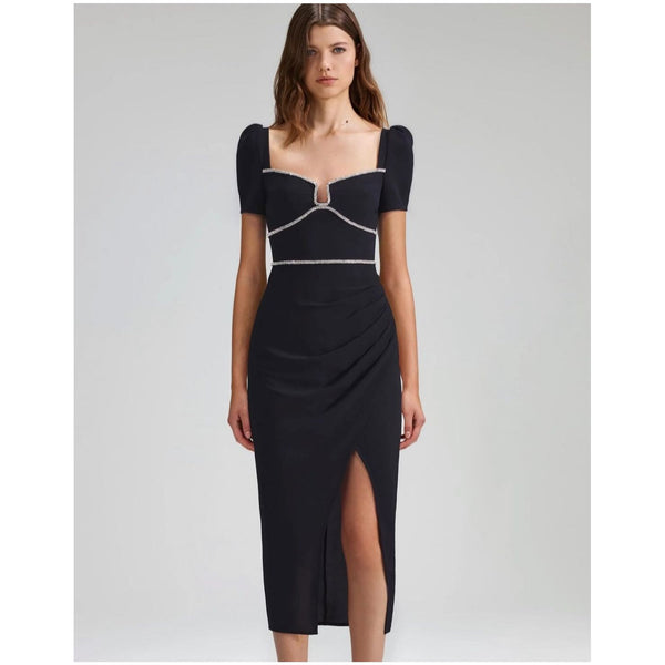 Self Portrait Midi Dress - Black