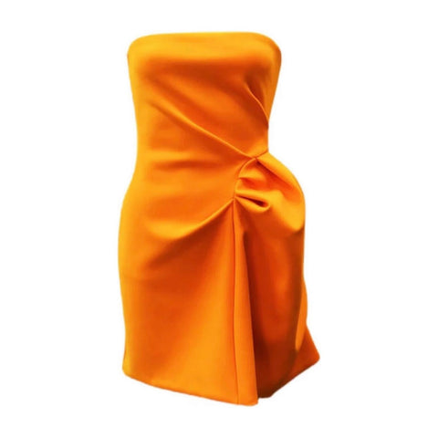 Meraki Mica Orange Strapless Mini Dress