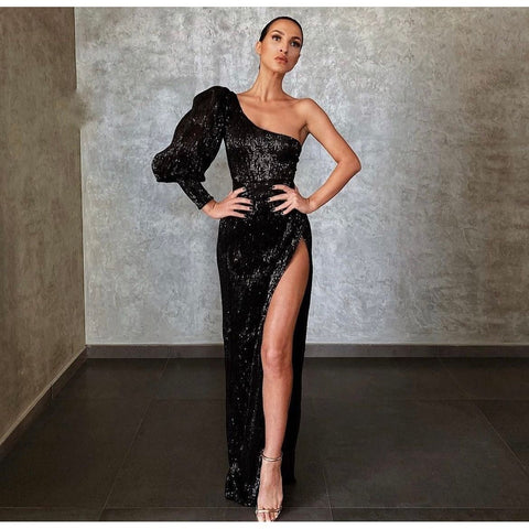 Lia Stublla Black Sequin Royale Gown